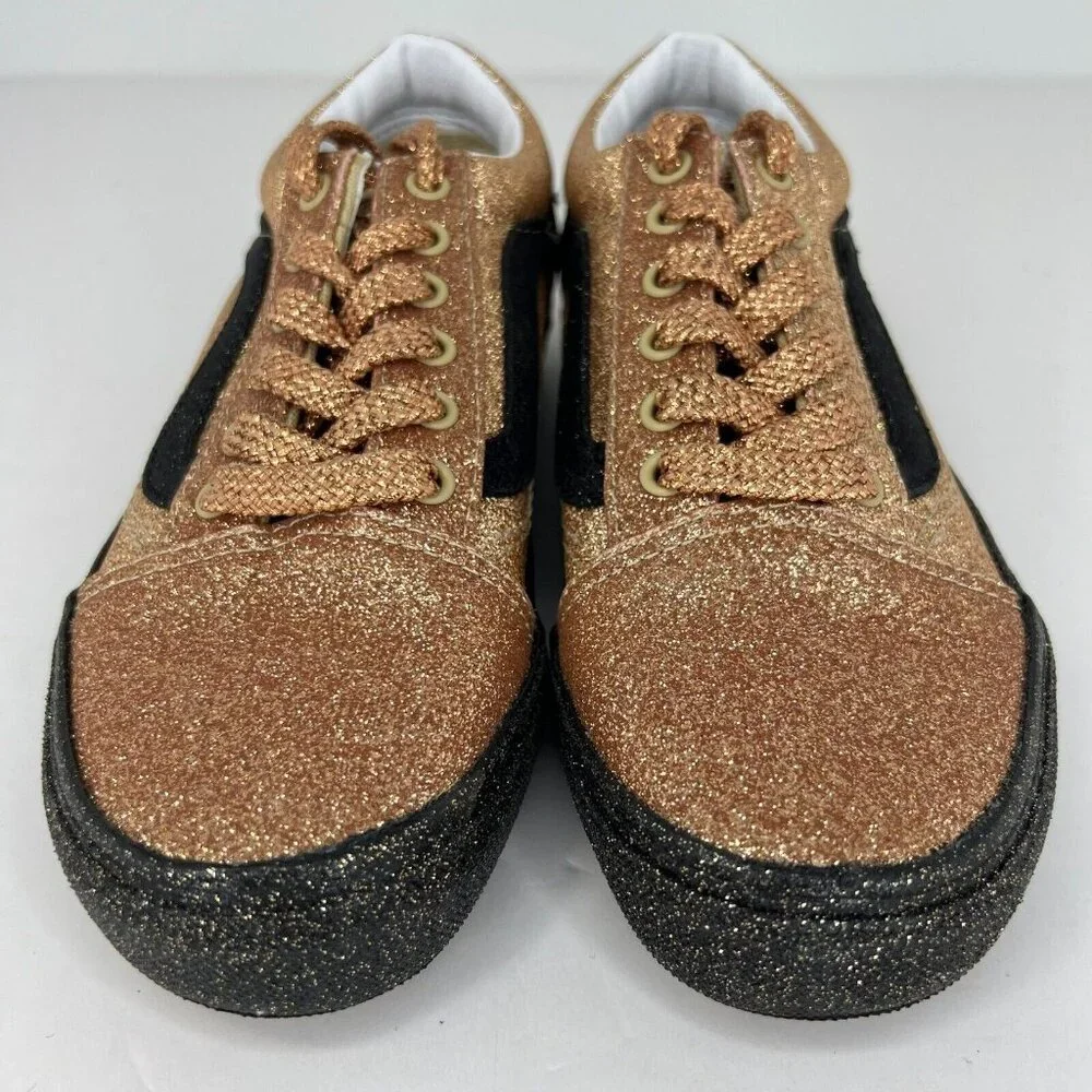 Vans Kids 508357 Gold Casual Old Skool Party Glitter Lace Up Size 2.5 Sneakers